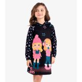 Vestido Infantil Manga Longa E Capuz Rovi Kids Preto 6