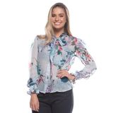 Blusa Feminina Angelical Florida Manga Bufante Azul M