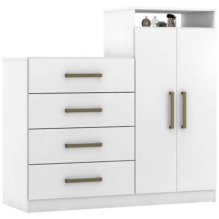 Comoda Sapateira 2 Portas 4 Gavetas 4270 Branco Demobile