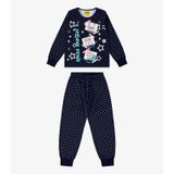 Pijama Infantil Feminino Em Meia Malha Rovi Kids Azul 2