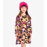 Vestido Infantil Manga Longa Florido Rovi Kids Azul 4