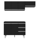 Cozinha Compacta Andréia 03 Peças Com Balcão Gabinete 120cm Preto - Desk Design