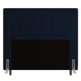 Cabeceira Cama Box Casal King Size Luxor 195cm Com Tachas E Frame Veludo Azul Marinho - Desk Design