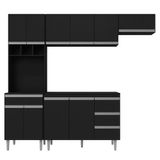 Cozinha Modulada Completa Andréia 04 Peças Com Balcão Gabinete 120cm Preto - Desk Design