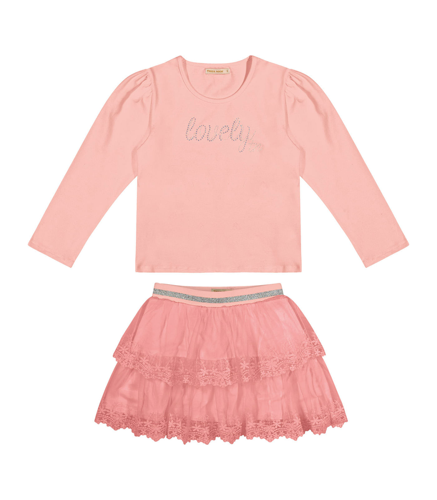 Conjunto Infantil Blusa Com Saia Trick Nick Rosa 3