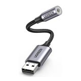 Adaptador Áudio Ugreen Usb A Macho P/3.5mm Fêmea Preto