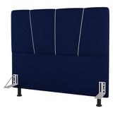 Cabeceira Cama Box Casal King Size Amber 195cm Estofada Veludo Azul Marinho - Desk Design