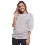 Blusa Feminina Lisa Manga Bufante Decote Ombro A Ombro Cinza M