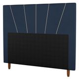 Cabeceira Cama Box Casal King Size Dallas 195cm Veludo Azul - Desk Design