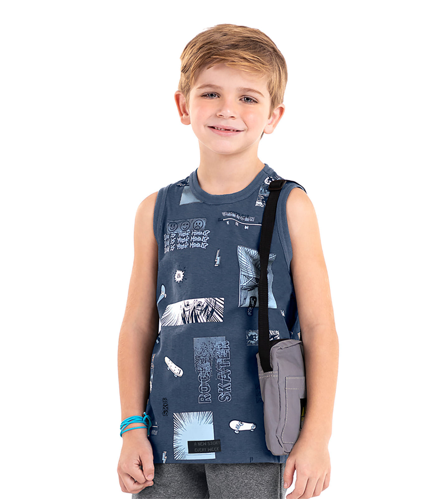 Regata Infantil Masculina Estampada Rovi Kids Cinza 2