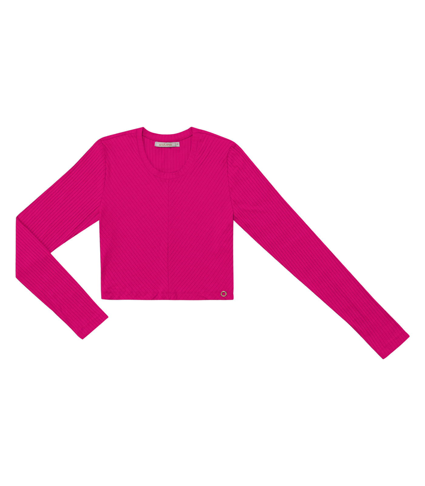 Blusa Manga Longa Em Ribana Canelada Endless Rosa Gg