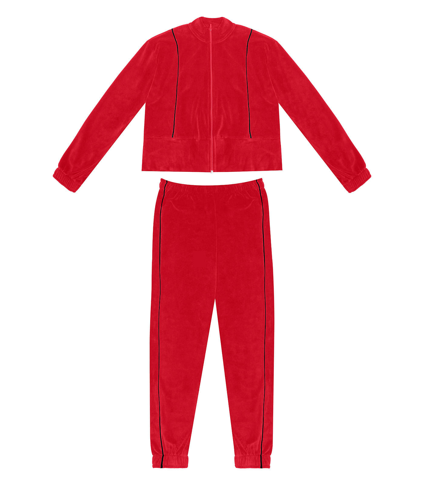 Conjunto Feminino Jaqueta Com Calça Plush Rovitex Vermelho Gg