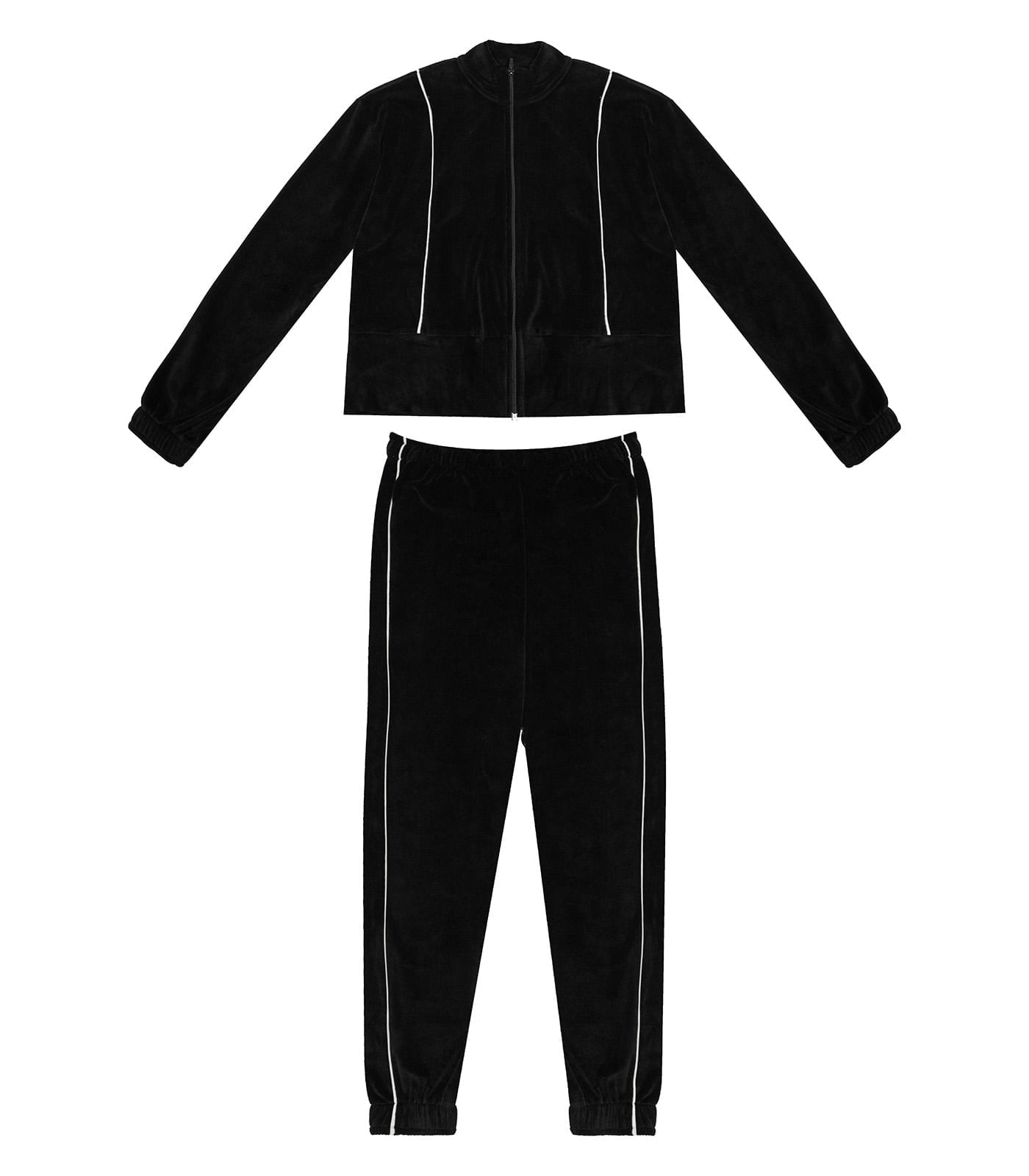 Conjunto Feminino Jaqueta Com Calça Plush Rovitex Preto M