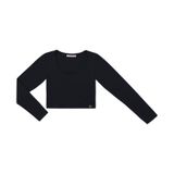 Blusa Manga Longa Feminina Em Cotton Leve Endless Preto G