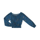Blusa Feminina Ciganinha Manga Longa Endless Azul Gg