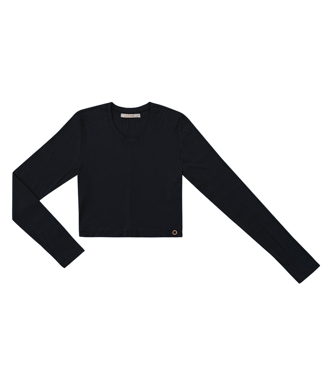 Blusa Manga Longa Em Ribana Canelada Endless Preto P