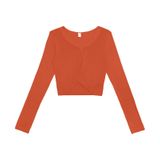 Blusa Feminina Manga Longa Transpassada Rovitex Laranja P
