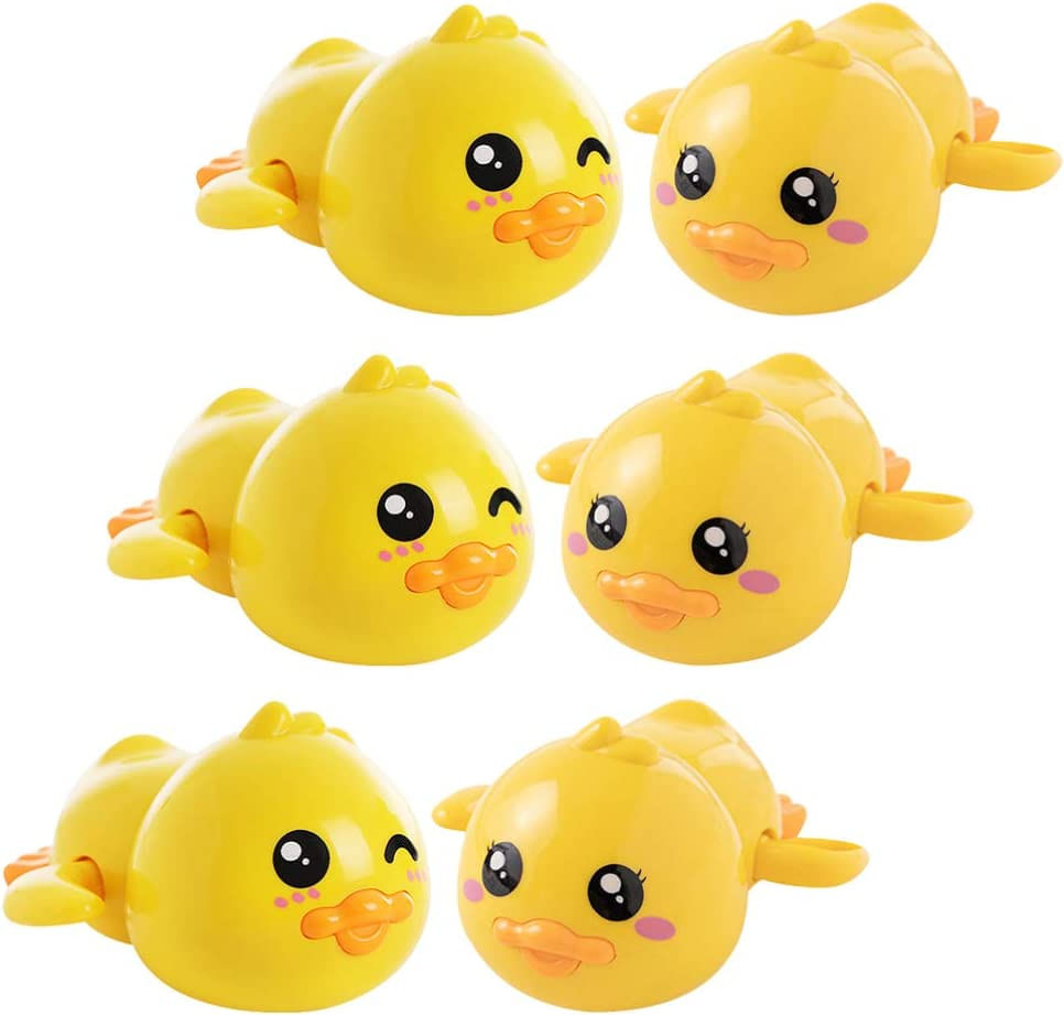 6pcs Float Duck Baby Bath Toy Mini Ducky Animal Wind Up Clockwork Brinquedos Chuveiro Festa De Aniversário Favores Presente