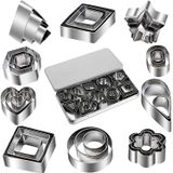 Mini Conjunto De Formas De Cortador De Biscoitos - 30 Pequenos Selos De Aço Inoxidável De Flor, Coração, Estrela, Formas Geométricas - Para