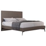 Cama Casal King Com Cabeceira 199cm Pés Metálicos Elisa S05 Linho Marrom - Mpozenato