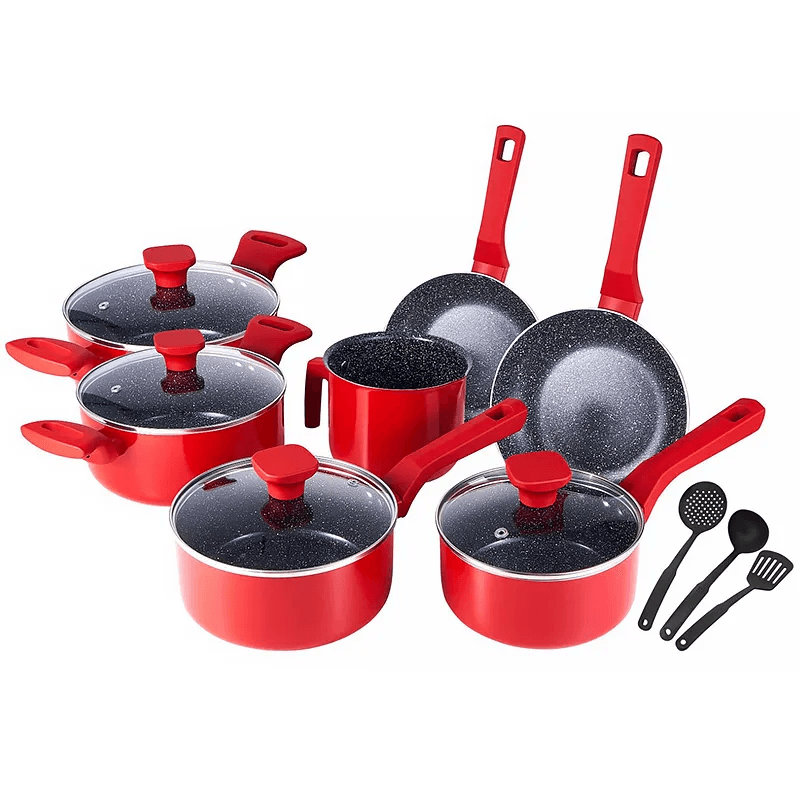 Jogo De Panela Ceramica Antiaderente Indução Mimo Style Pratic Cook Red 10 Peças Panelas E Utensílios