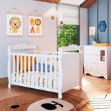 Quarto De Bebê Cômoda Com Janela Retangulo E Berço Americano Cocada Espresso Móveis Branco Brilho