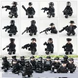 12 Peças De Brinquedo De Construção Em Minifigura Black Swat Police