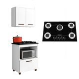 Kit Cozinha Balcão Armário Salvia E Cooktop 5 Bocas Chamalux