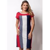 Vestido Pau a Pique Listrado Manga Japonesa Vermelho e Azul Marinho VERMELHO - XL