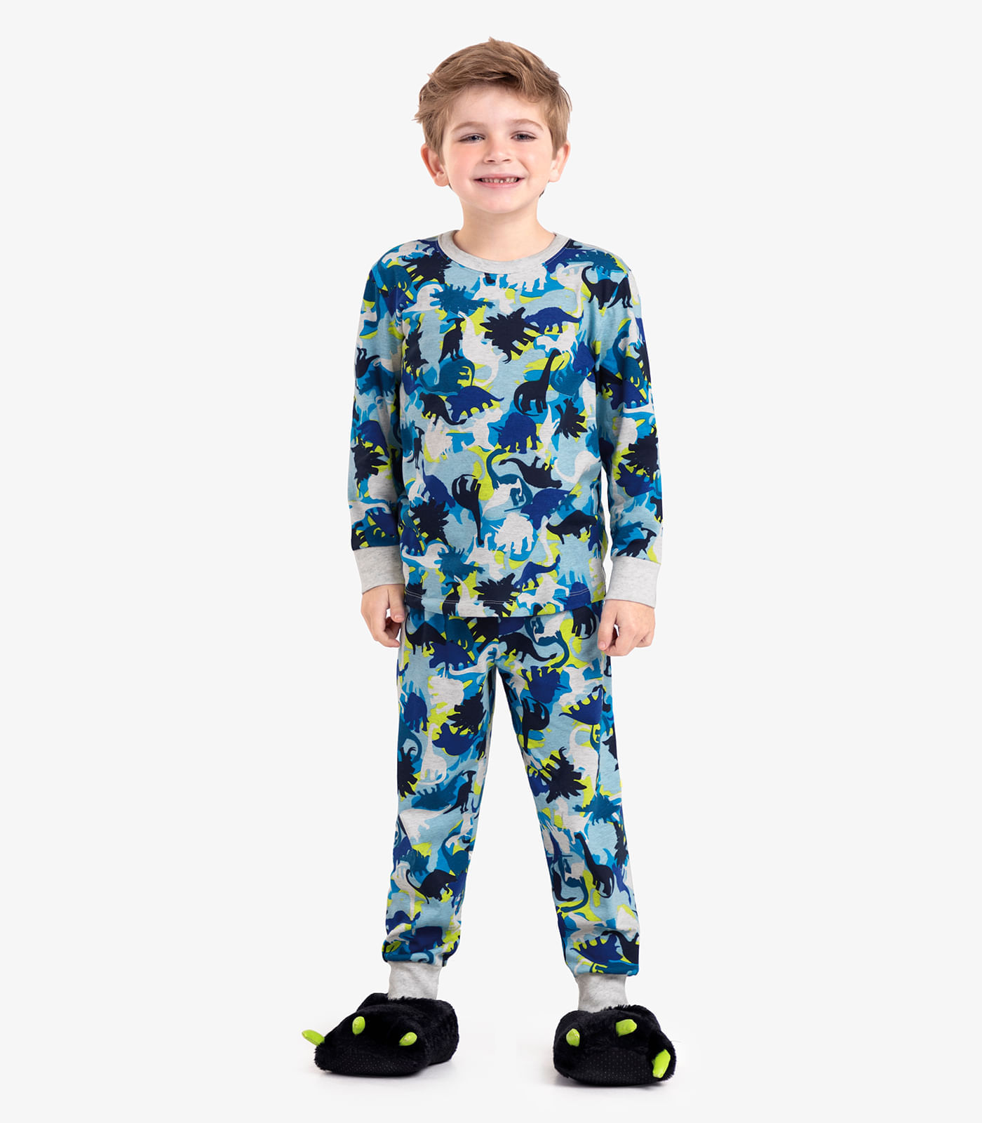 Pijama Infantil Masculino Dinossauros Rovi Kids Cinza 6