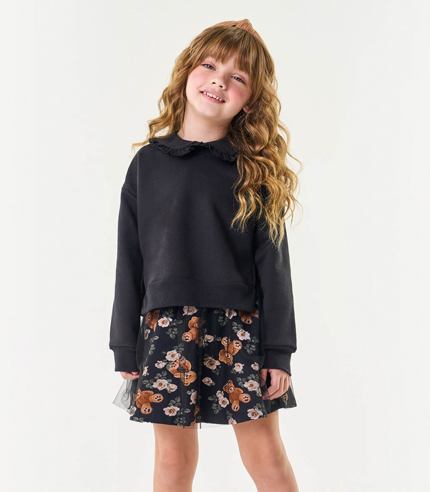 Conjunto Infantil Blusão Com Saia Trick Nick Preto 14