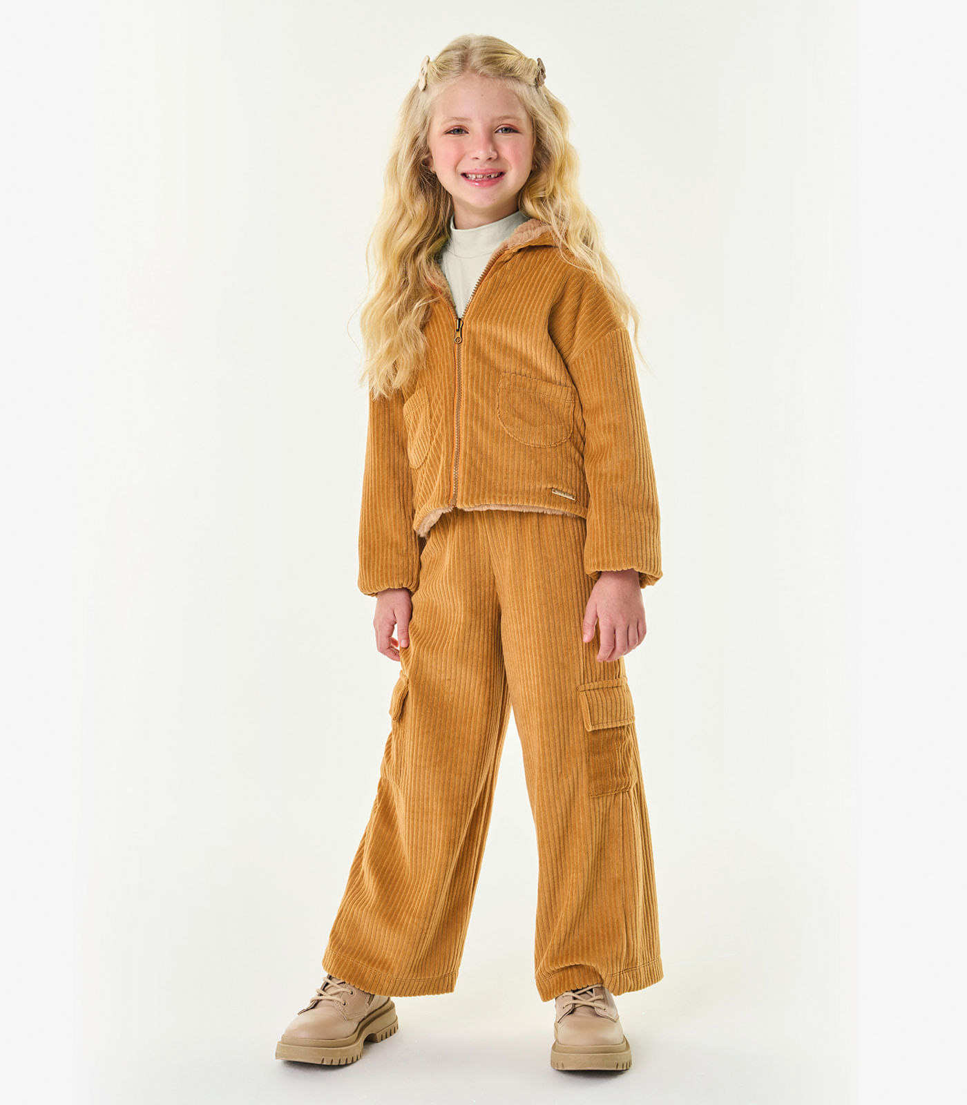 Calça Wide Leg Infantil Feminina Trick Nick Marrom 6