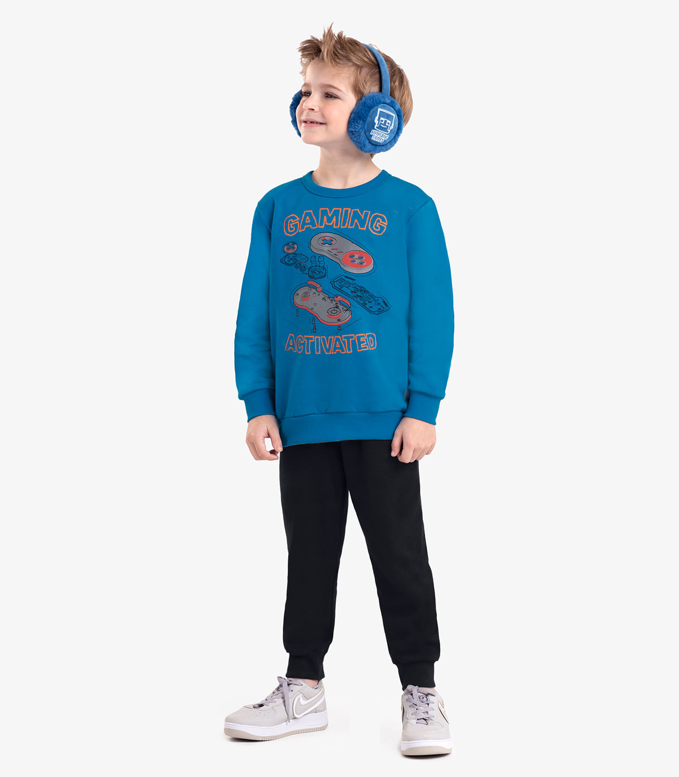 Conjunto Infantil Blusão Com Calça Gamer Rovi Kids Azul 8