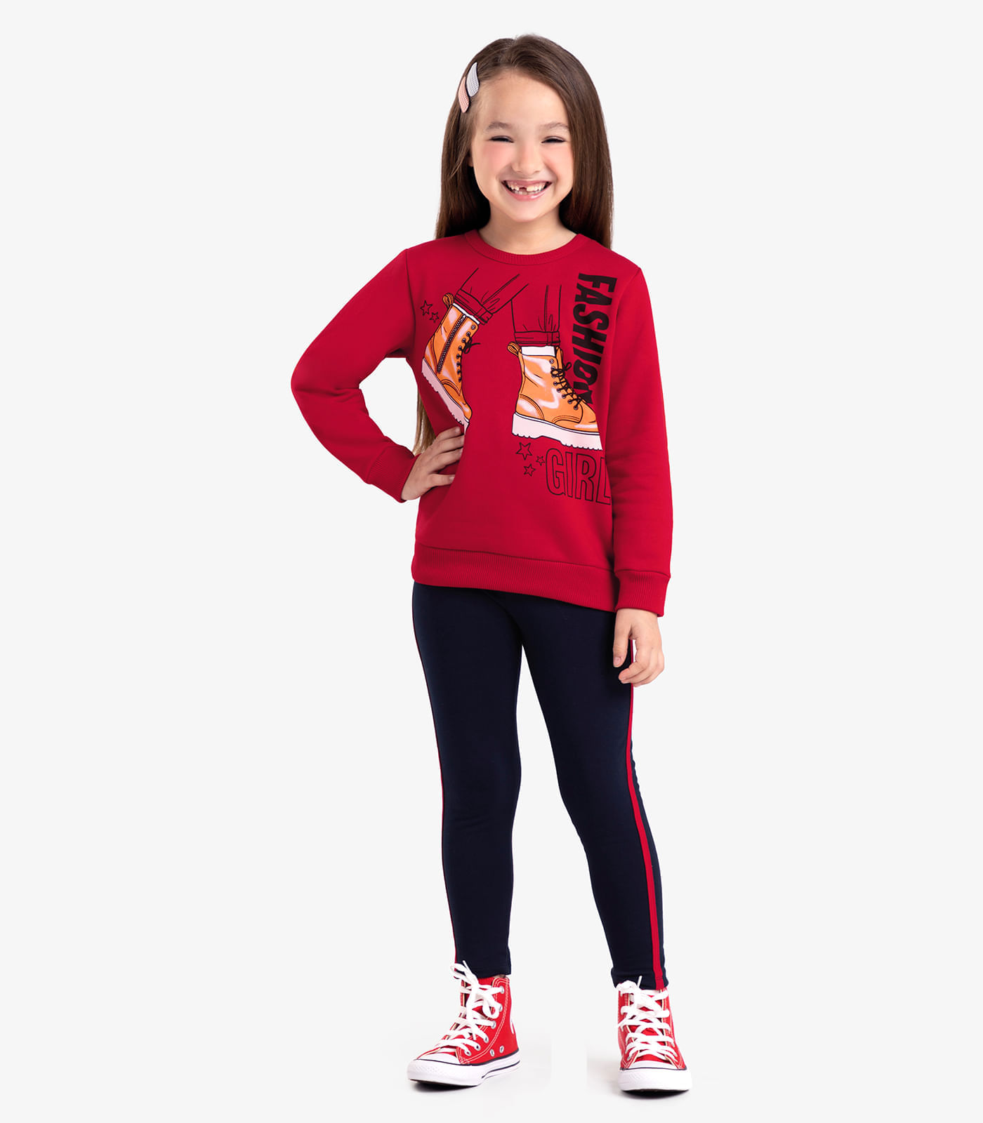 Conjunto Infantil Feminino Fashion Girl Rovi Kids Vermelho 10