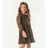 Vestido Manga Longa Infantil Oncinha Trick Nick Marrom 4