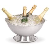 Champanheira Grande Inox 12,2 Litros Com Pedestal Coletor De Água Separador Removível Para 5 Garrafa