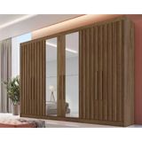 Guarda Roupa Casal 6 Portas C/ 4 Ripadas E 6 Gavetas C/2 Espelhos Potente Braúna - Europa