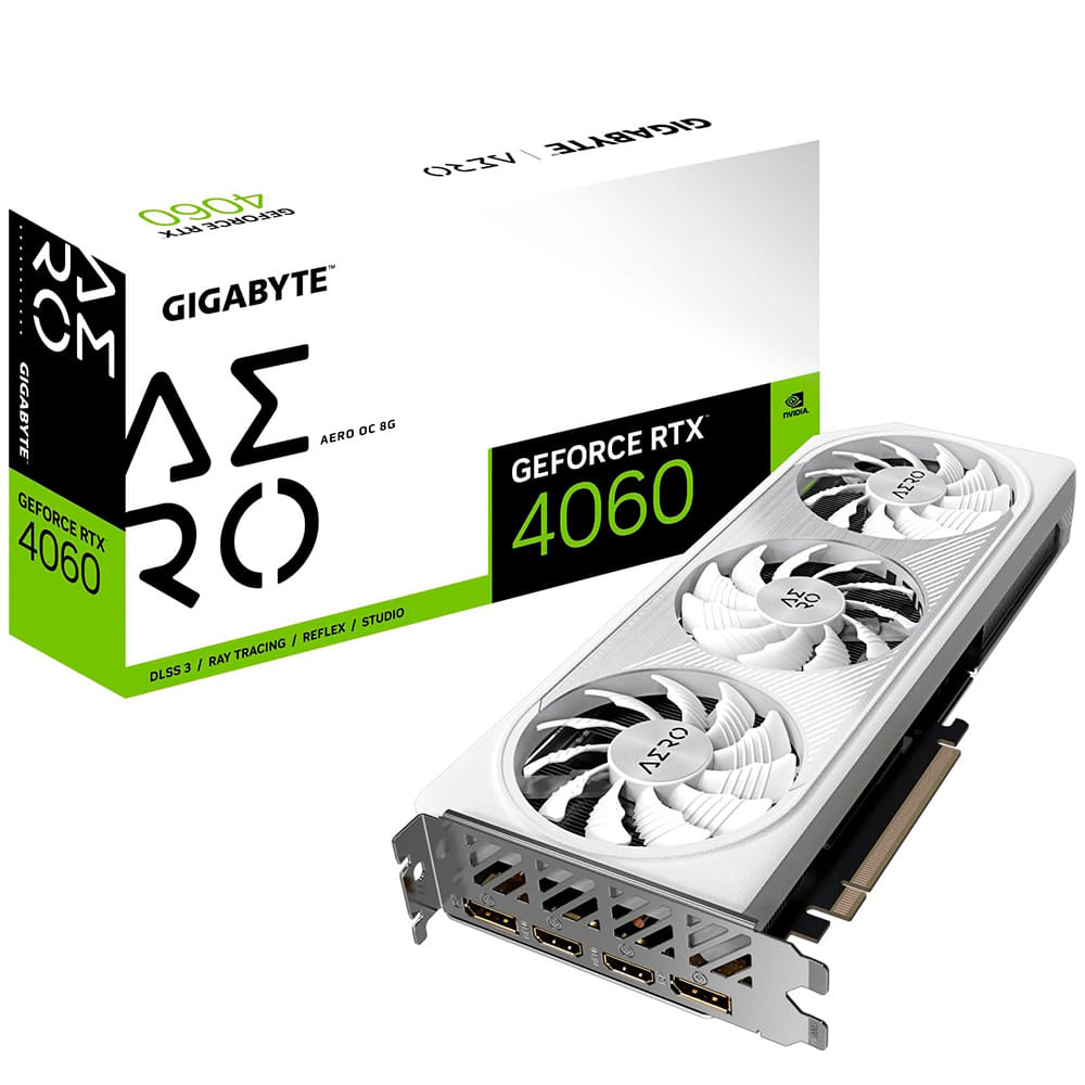 Placa De Vídeo Gigabyte Geforce Rtx 4060 Aero Oc 8gb Gddr6 128 Bits - Gv-n4060aero Oc-8gd