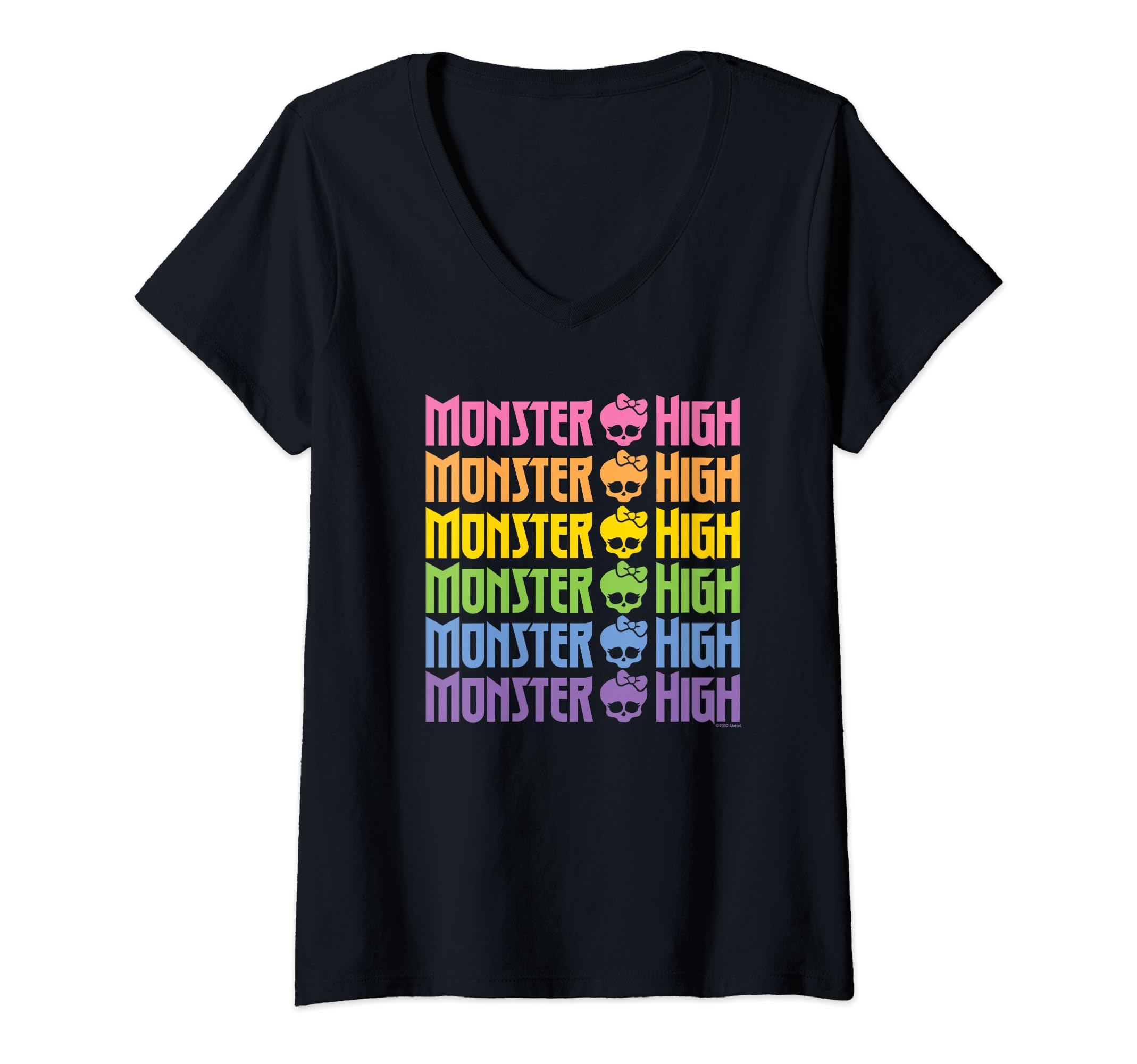 Camiseta Monster High Pride Stacked Rainbow Logo Com Decote Em V