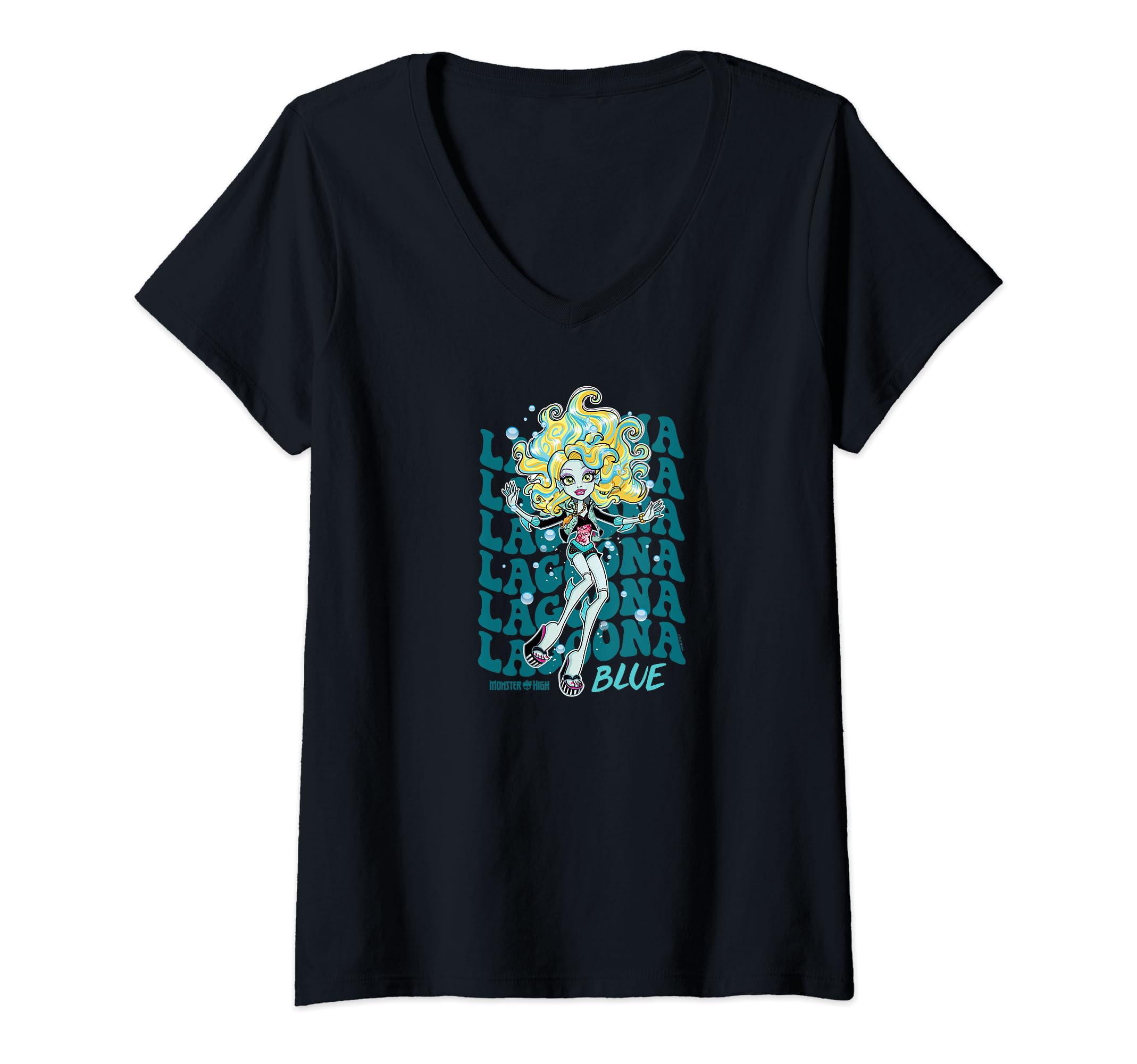 Camiseta Monster High Lagoona Azul Com Decote Em V Para Mulheres