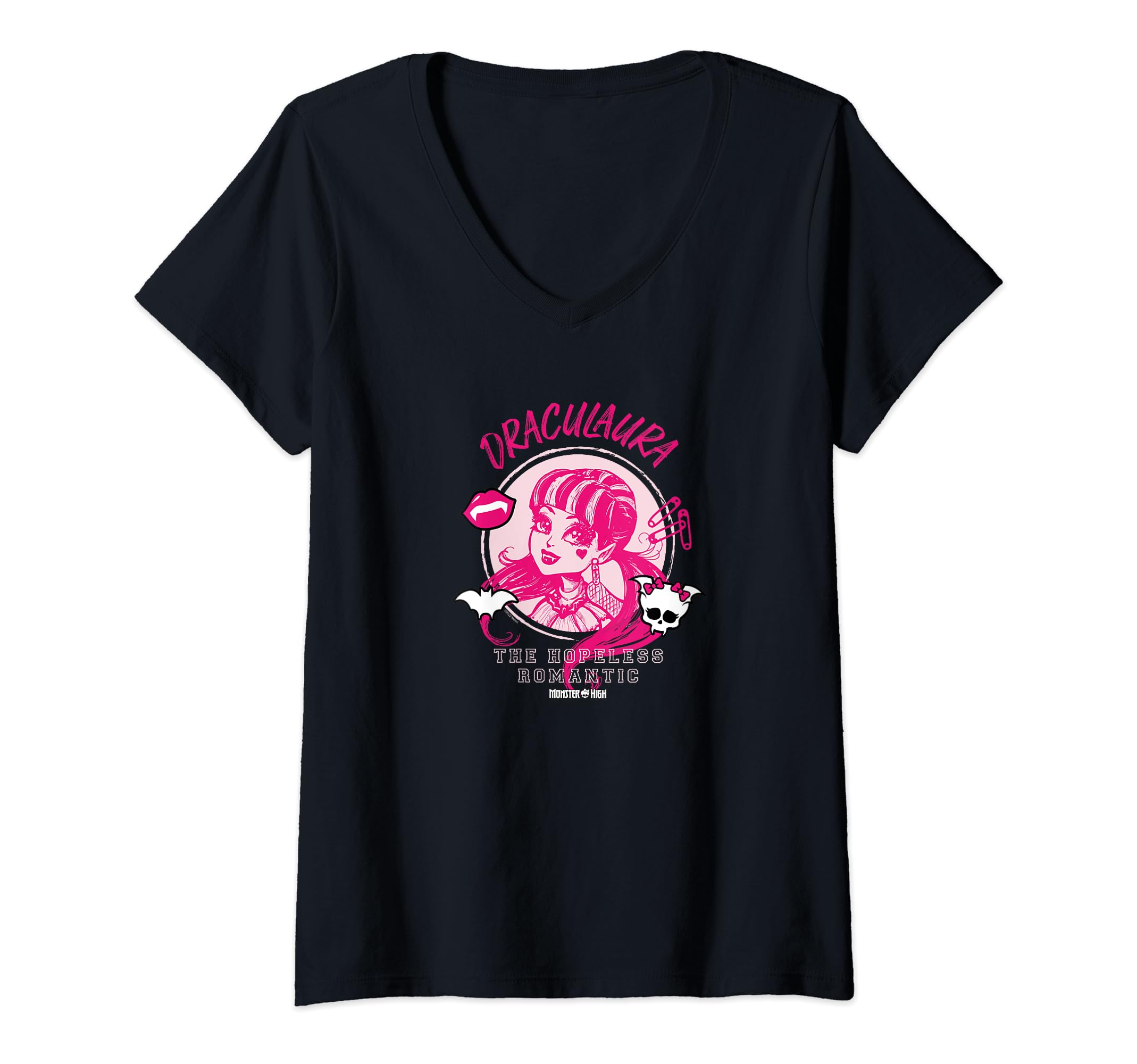 Camiseta Monster High Draculaura Com Decote Em V Para Mulheres