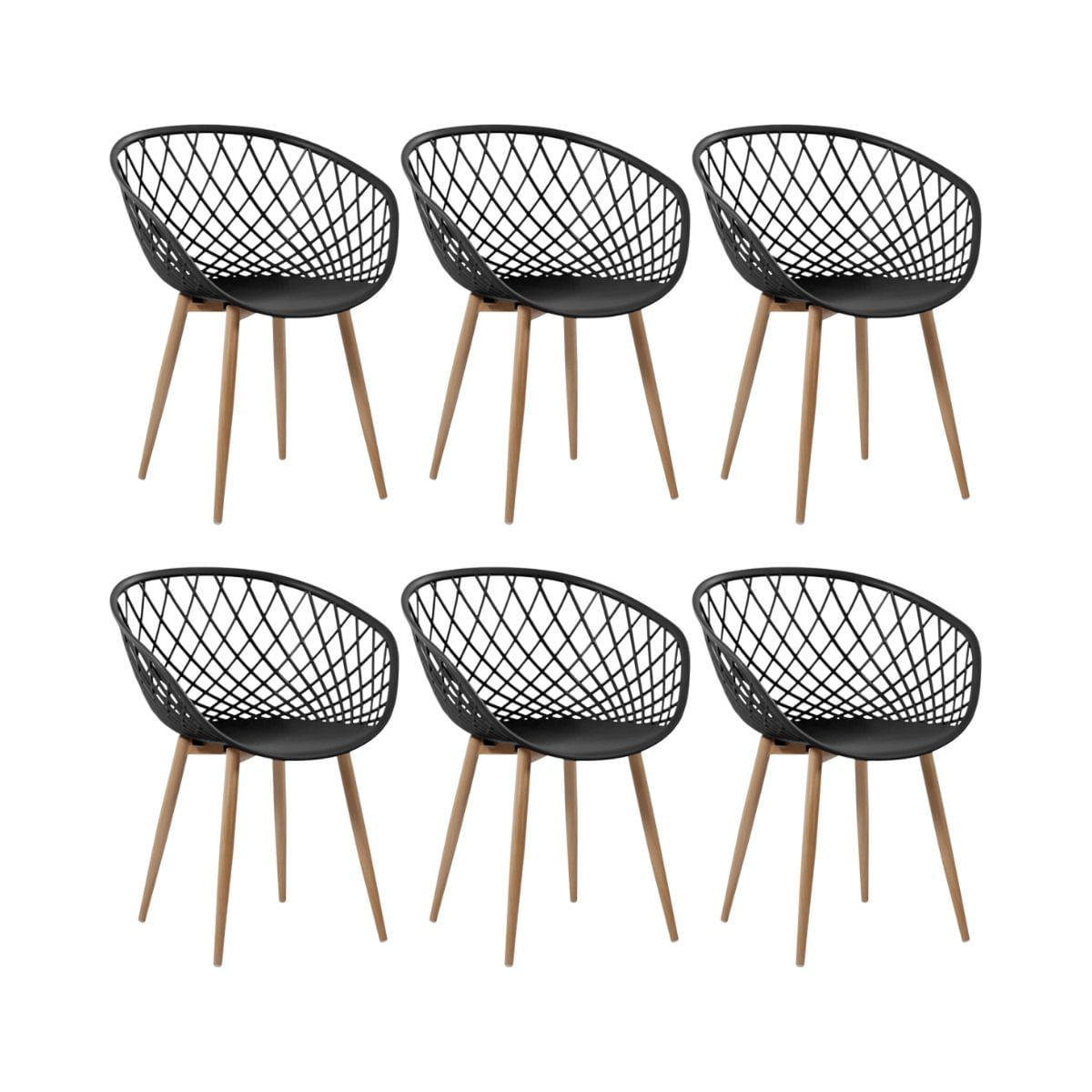 Kit 6 Cadeiras Clarice Nest Wood Com Apoio De Braço - Preto