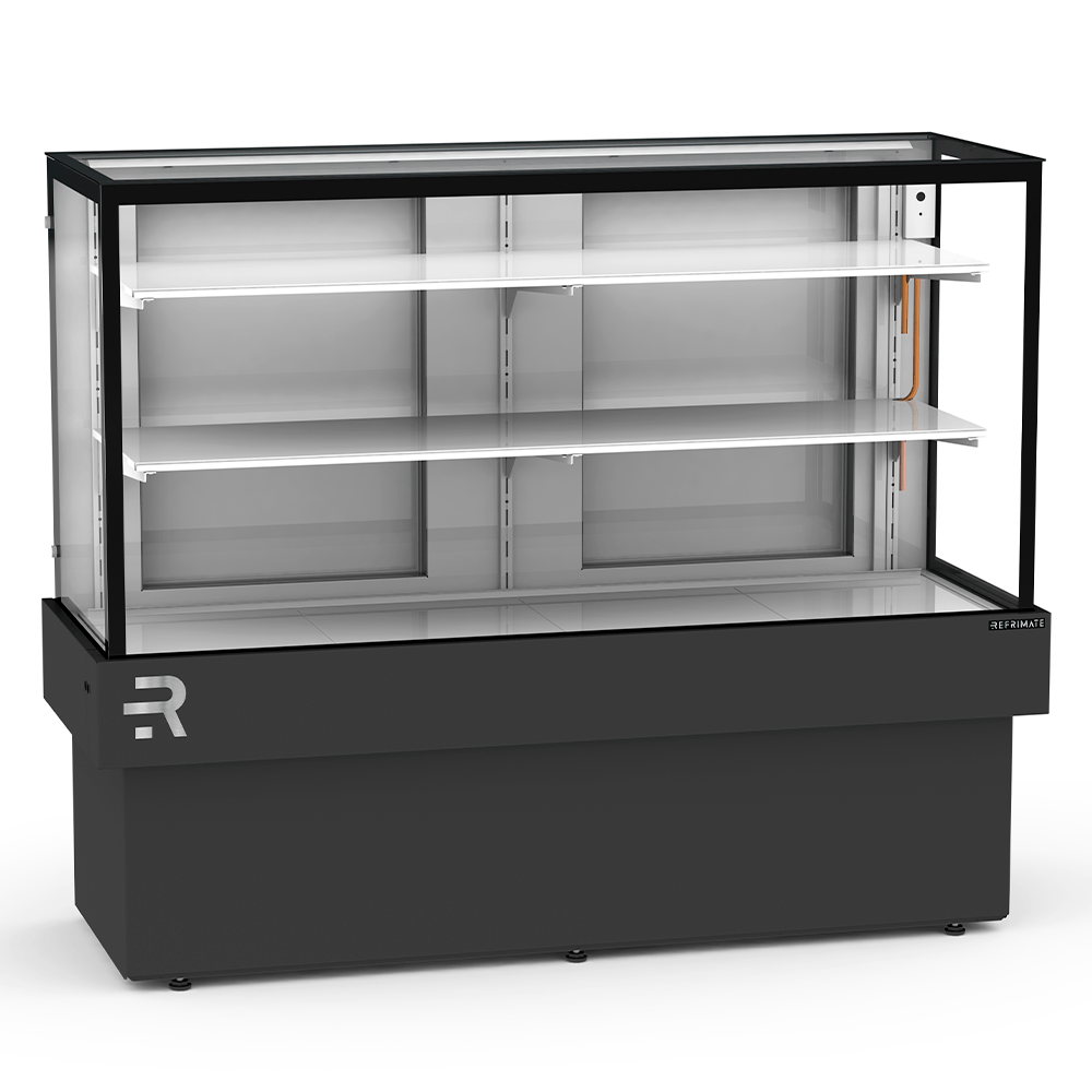 Balcão Confeitaria Vanguard Plus Cvpr2p-1450 - Preto 1.45m 2 Placas Frias Iluminação Led - Refrimate 220v Refrimate