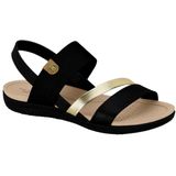 Sandália Rasteira Feminina Ultraconforto Tiras Modare 7125.233.27658 - Preto/dourado - 38