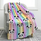 Cobertor Jekeno Cartoon Panda Rainbow 100% Poliéster 50x60cm