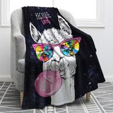 Cobertor Jekeno Cartoon Alpaca Lhama Print 130x150cm Poliéster