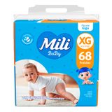 Fralda Mili Baby Tamanho Xg Pacote Giga 68 Unidades Descartáveis