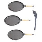 Kit 3 Bifeteiras Antiaderente Redonda Lisa 22cm Com Espátula