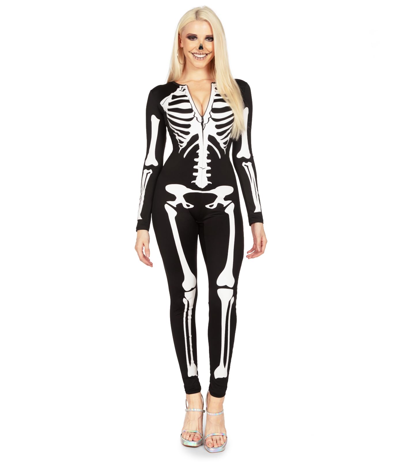 Fantasia Tipsy Elves Skeleton Halloween, Macacão Feminino