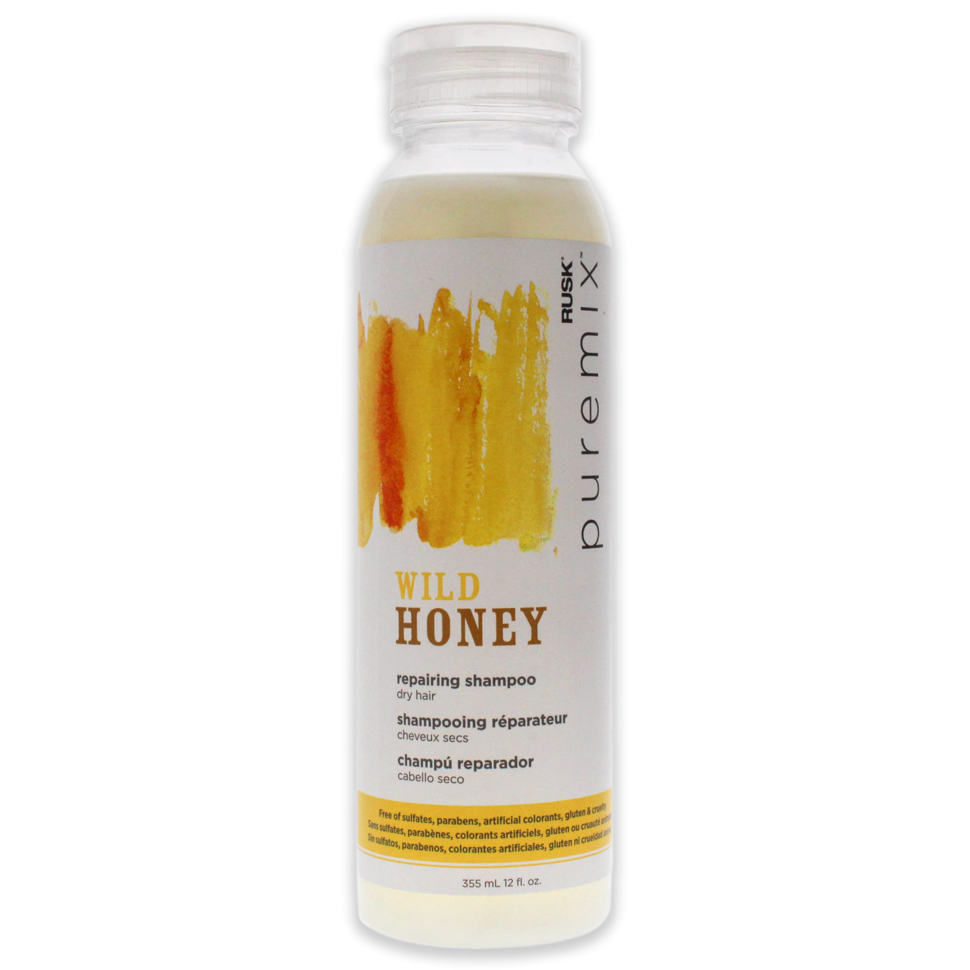 Shampoo Rusk Puremix Wild Honey Para Reparação De Cabelos Secos 355ml